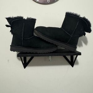 UGG Black Suede Boots with Bows